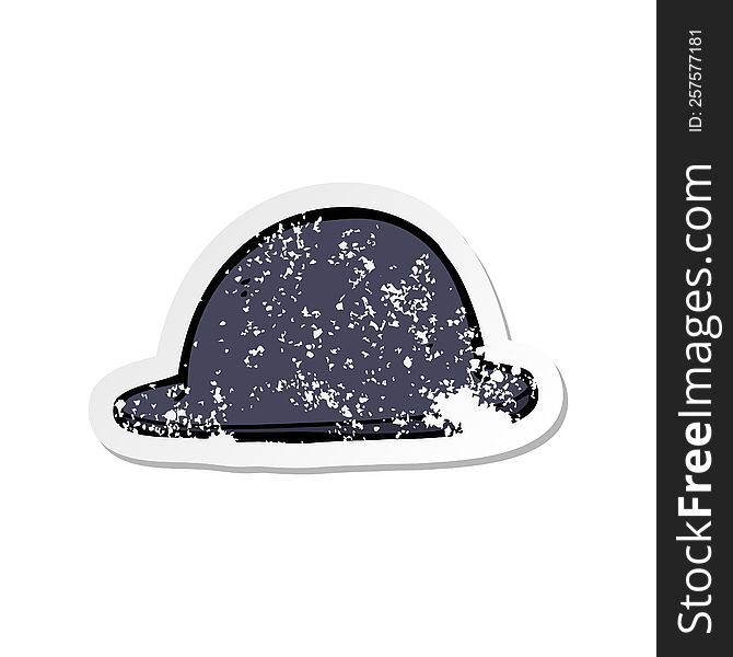 retro distressed sticker of a cartoon old bowler hat