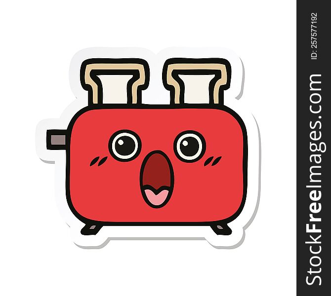 Sticker Of A Cute Cartoon Of A Toaster