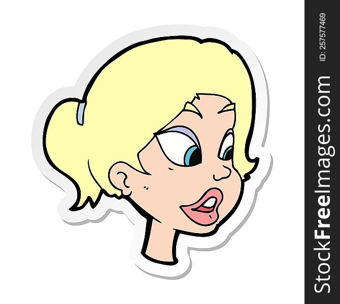 sticker of a cartoon friendly woman