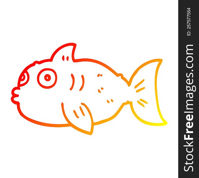 Warm Gradient Line Drawing Cartoon Surprised Fish