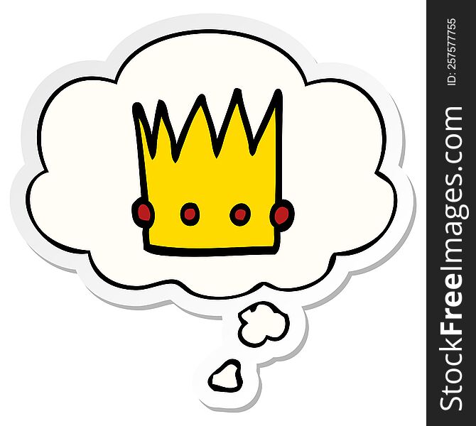 Cartoon Crown And Thought Bubble As A Printed Sticker