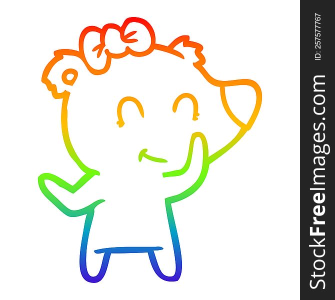 Rainbow Gradient Line Drawing Female Polar Bear Cartoon