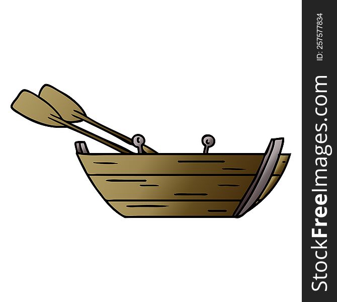 hand drawn gradient cartoon doodle of a wooden row boat