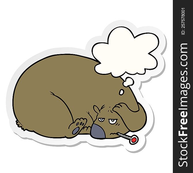 cartoon bear with a sore head with thought bubble as a printed sticker