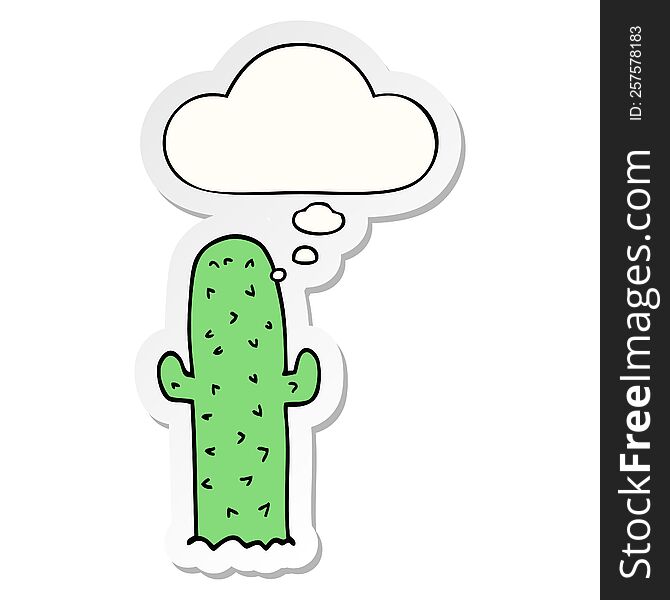 cartoon cactus with thought bubble as a printed sticker