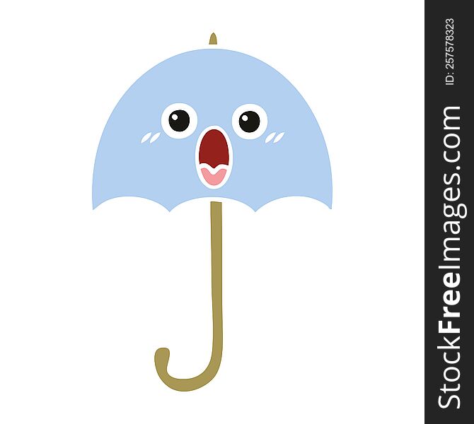 flat color retro cartoon umbrella