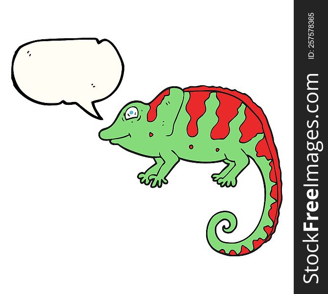 freehand drawn speech bubble cartoon chameleon