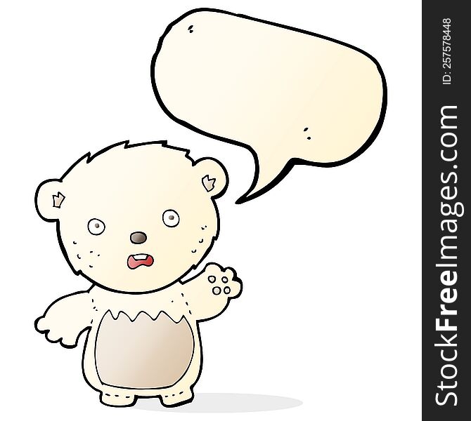 Cartoon Worried Polar Bear With Speech Bubble