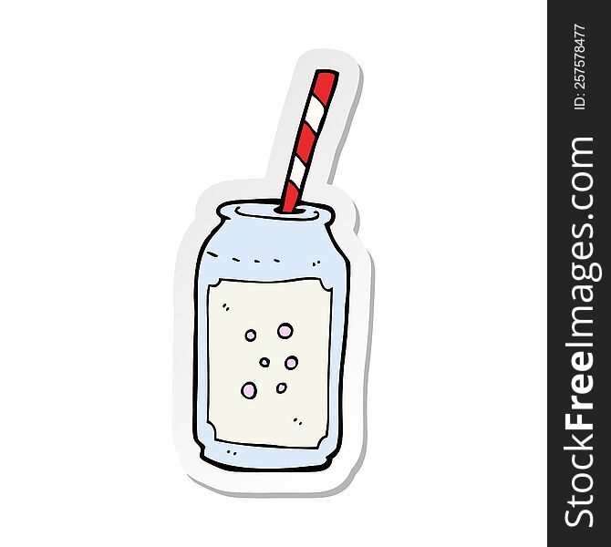 sticker of a cartoon fizzy drink and straw