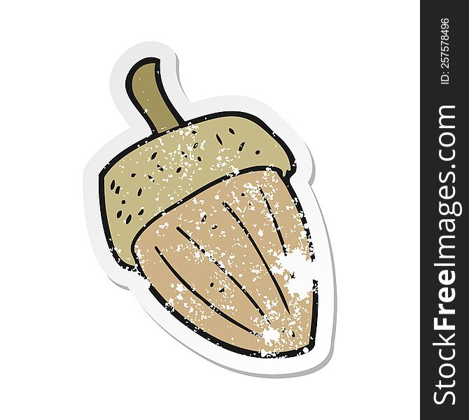 retro distressed sticker of a cartoon acorn