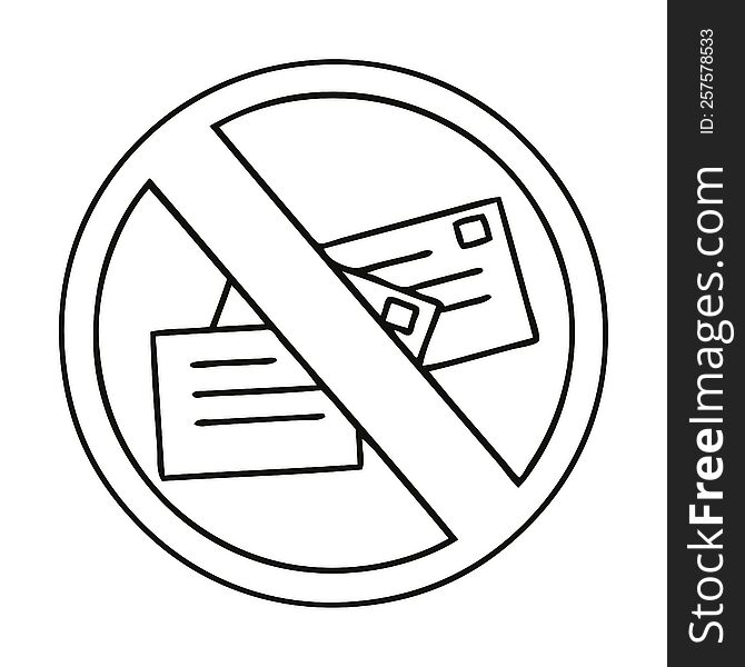 line drawing cartoon of a no post sign