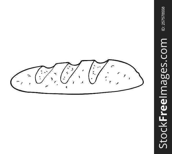 freehand drawn black and white cartoon loaf of bread