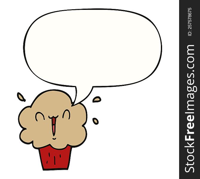 Cartoon Cupcake And Speech Bubble