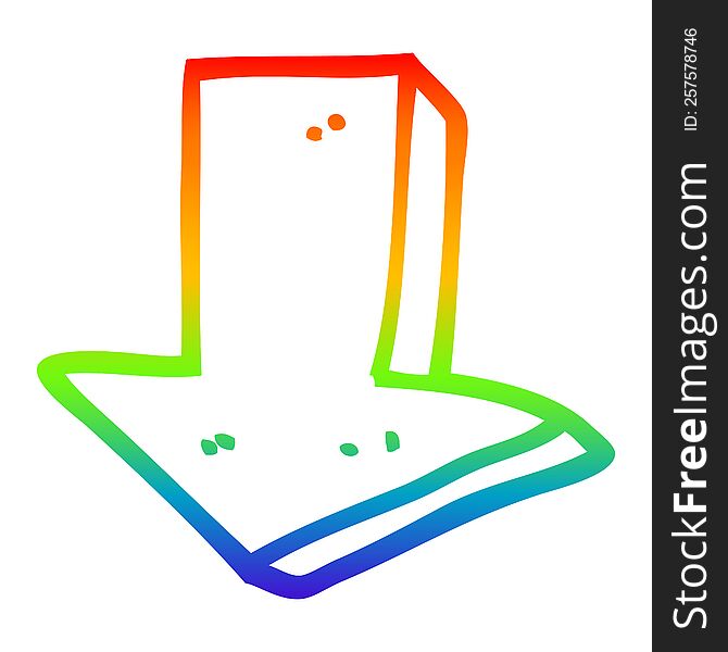 rainbow gradient line drawing of a cartoon arrow pointing direction