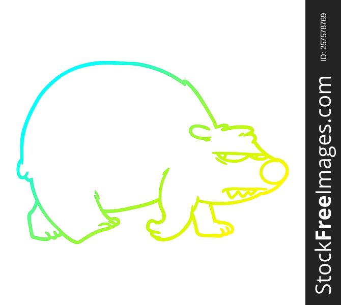 Cold Gradient Line Drawing Cartoon Angry Bear