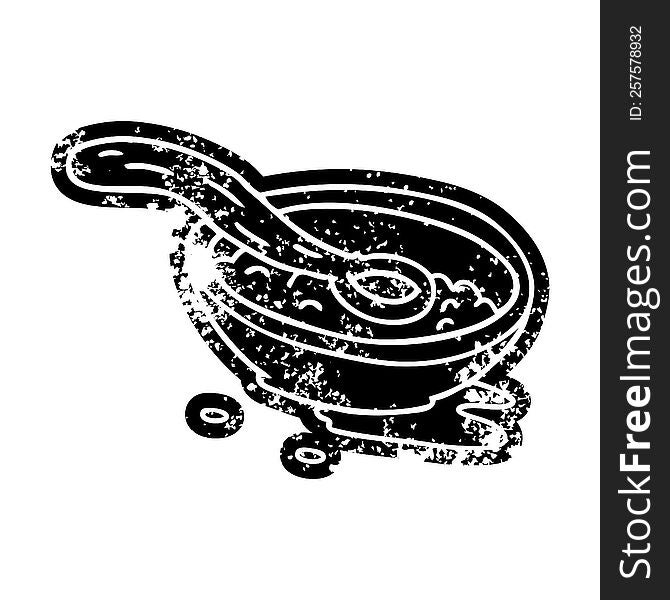Grunge Icon Drawing Of A Cereal Bowl