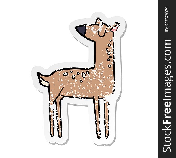 Distressed Sticker Of A Cartoon Deer