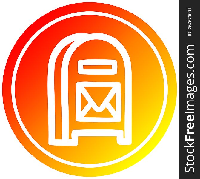 mail box circular icon with warm gradient finish. mail box circular icon with warm gradient finish