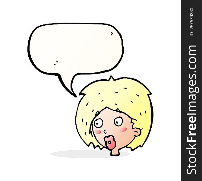 Cartoon Woman Looking With Speech Bubble