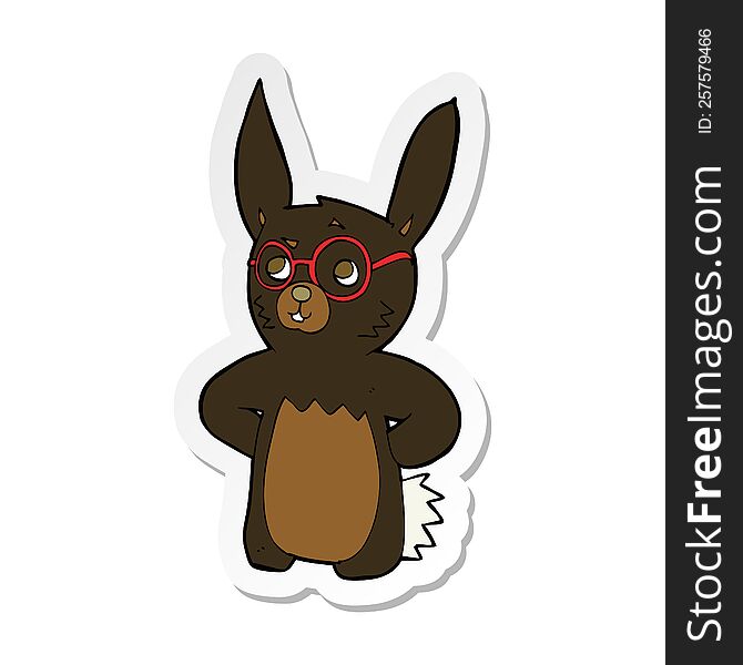 Sticker Of A Cartoon Rabbit Wearing Spectacles
