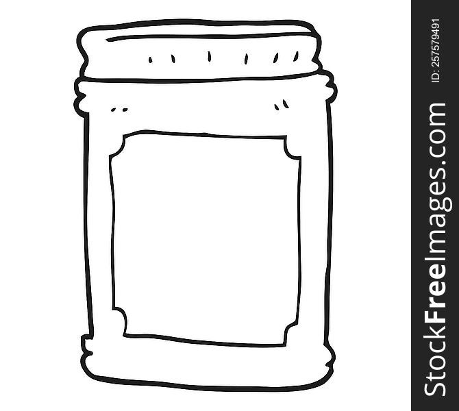 freehand drawn black and white cartoon jam jar