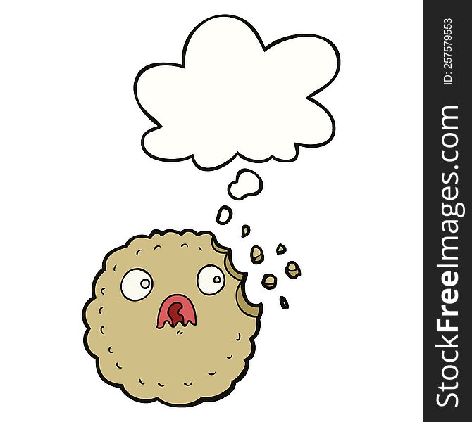 frightened cookie cartoon with thought bubble