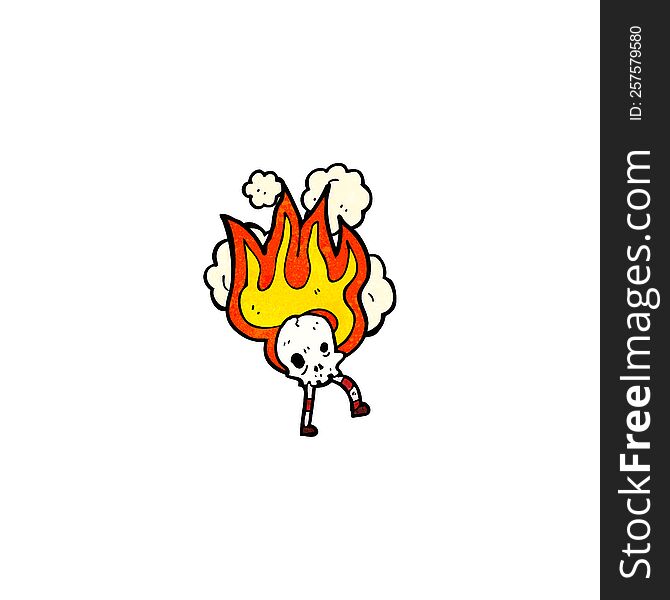 Flaming Skull Cartoon Character