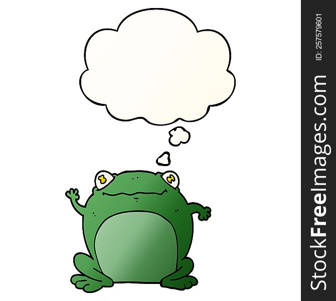 cartoon frog with thought bubble in smooth gradient style