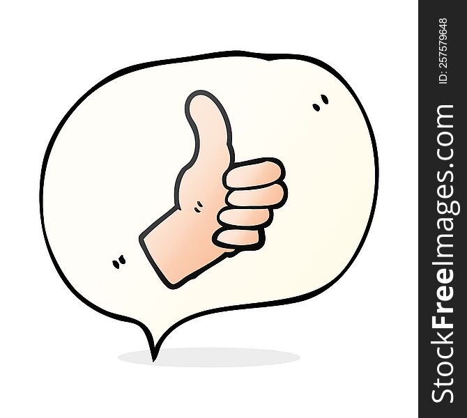 freehand drawn speech bubble cartoon thumbs up sign
