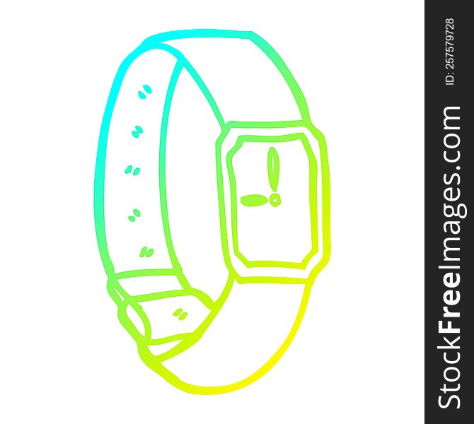 cold gradient line drawing of a cartoon wrist watch