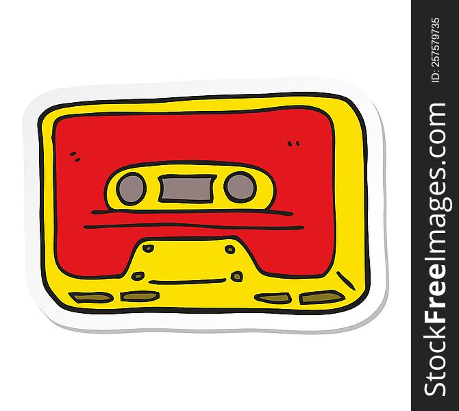 sticker of a cartoon old tape cassette