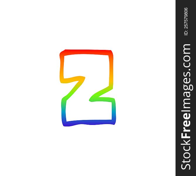 Rainbow Gradient Line Drawing Cartoon Letter Z