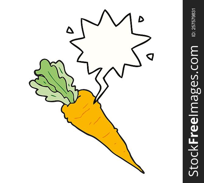 cartoon carrot with speech bubble. cartoon carrot with speech bubble