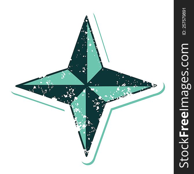 Distressed Sticker Tattoo Style Icon Of A Star Symbol