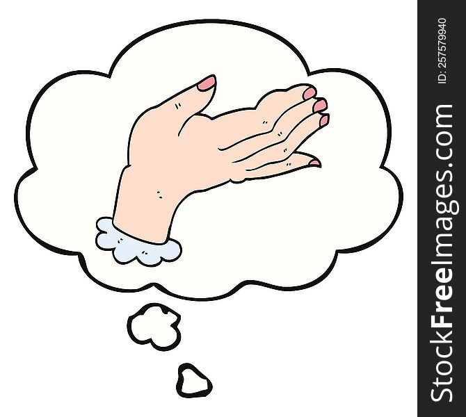 Cartoon Hand And Thought Bubble