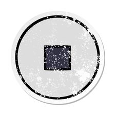 Distressed Sticker Of A Cute Cartoon Stop Button Stock Photo