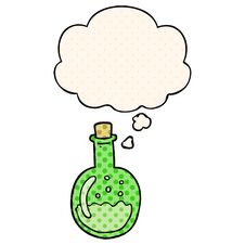 Cartoon Potion And Thought Bubble In Comic Book Style Stock Images