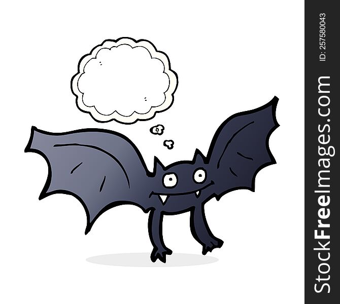 cartoon vampire bat with thought bubble