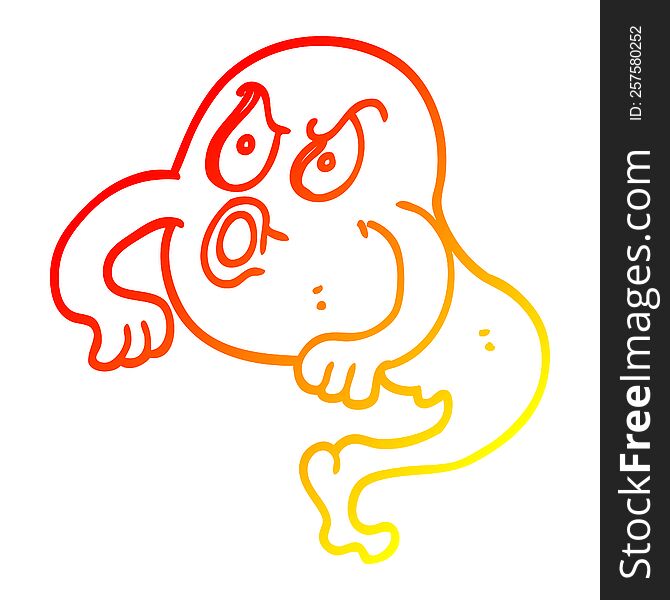 Warm Gradient Line Drawing Cartoon Angry Ghost