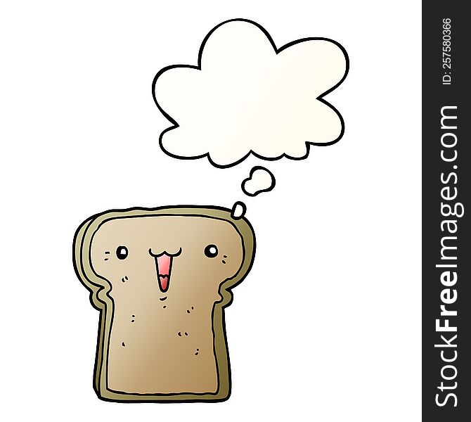cute cartoon toast with thought bubble in smooth gradient style