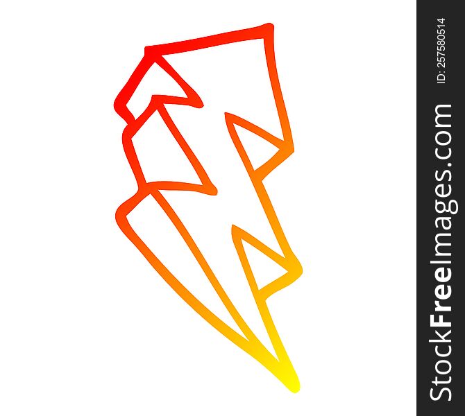 Warm Gradient Line Drawing Cartoon Lightning Bolt Symbol