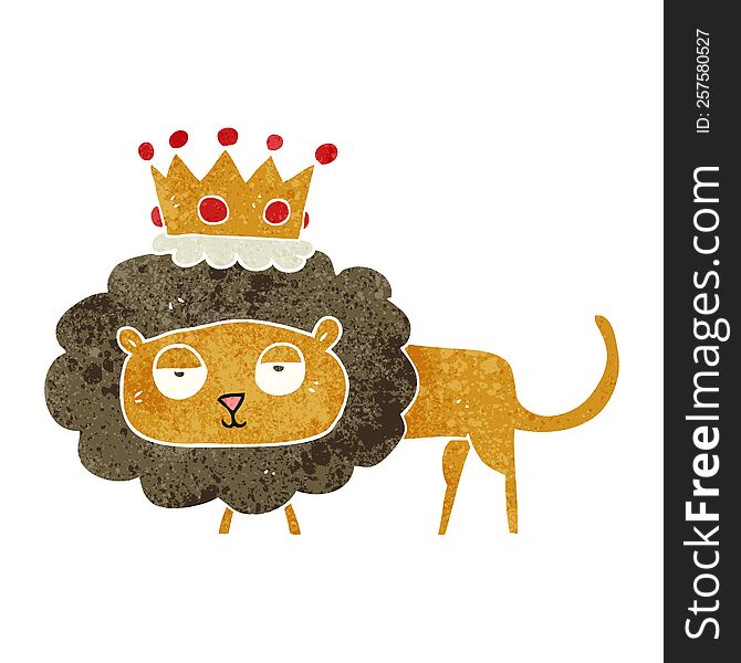 Retro Cartoon Lion With Crown