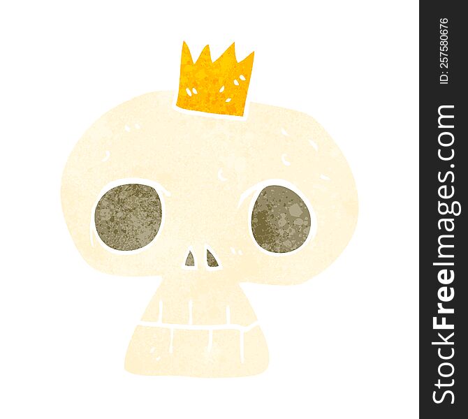 Retro Cartoon Skull With Crown