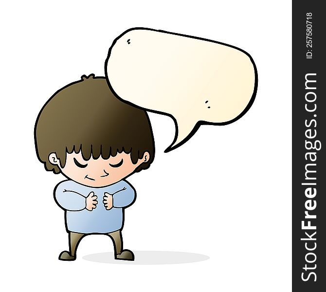 cartoon shy boy with speech bubble