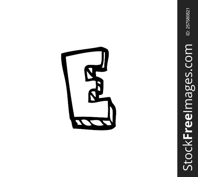 Line Drawing Cartoon Letter E