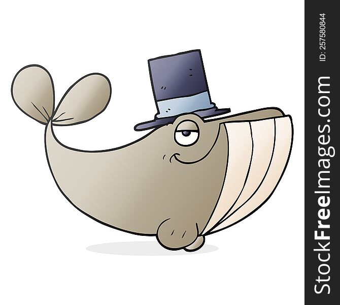Cartoon Whale Wearing Top Hat