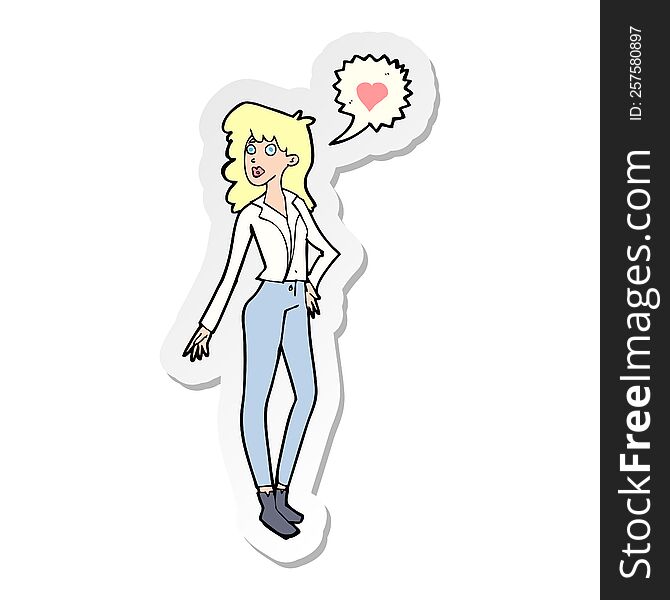 Sticker Of A Cartoon Woman In Love