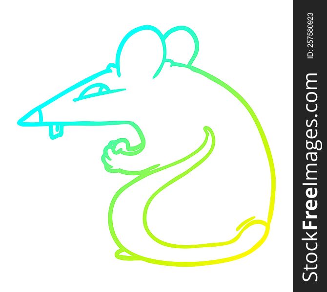 Cold Gradient Line Drawing Sly Cartoon Rat