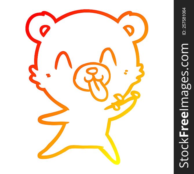 Warm Gradient Line Drawing Rude Cartoon Bear