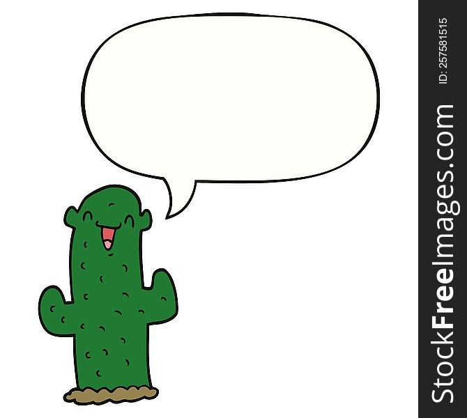 Cartoon Cactus And Speech Bubble